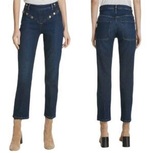 FRAME Le High Waist Sailor Stud Waldane Jeans 26 | Designer Denim Straight Crop